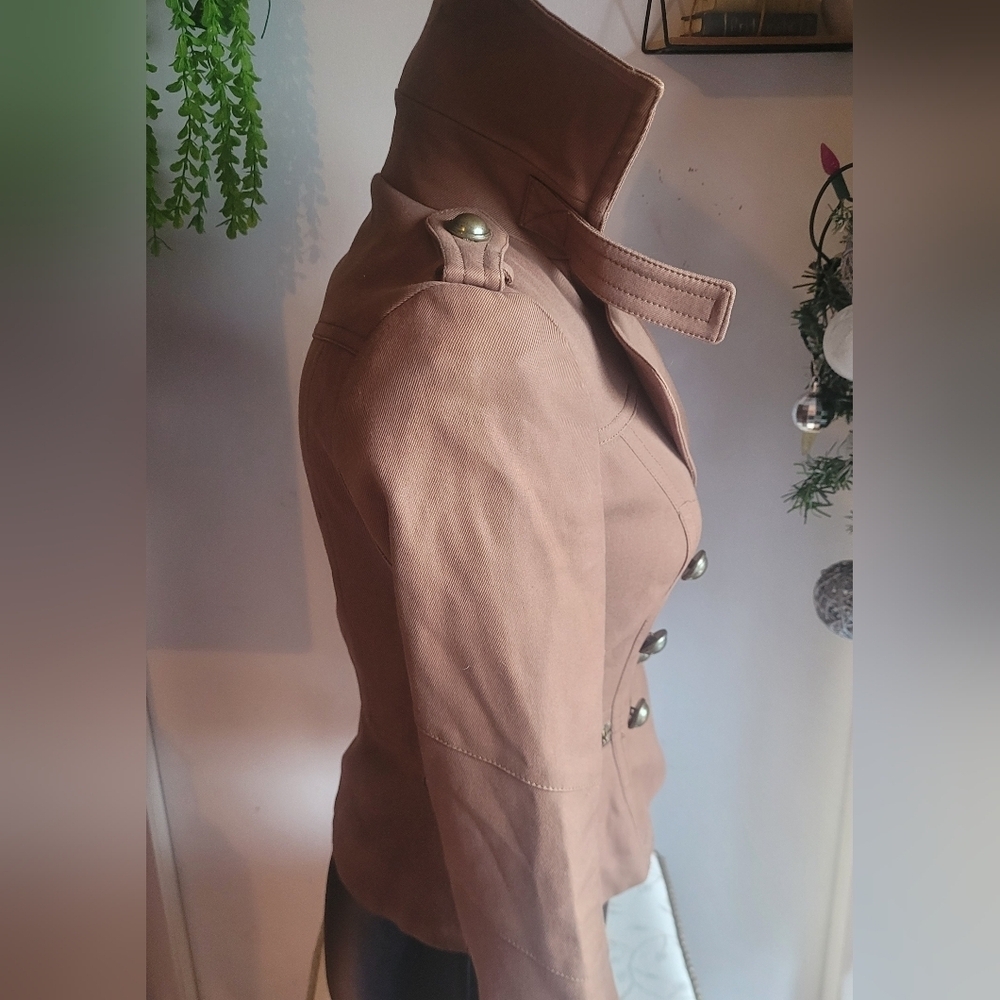 Sandra Augelazzi Tan Double Breasted Wide Collar Light Jacket Blazer Size XS - Picture 8 of 9